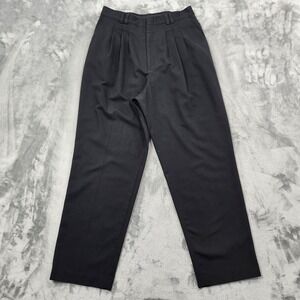 Vintage Reflections Eddie Haggar Pants Womens 16 Black High Rise Pleated Tapered